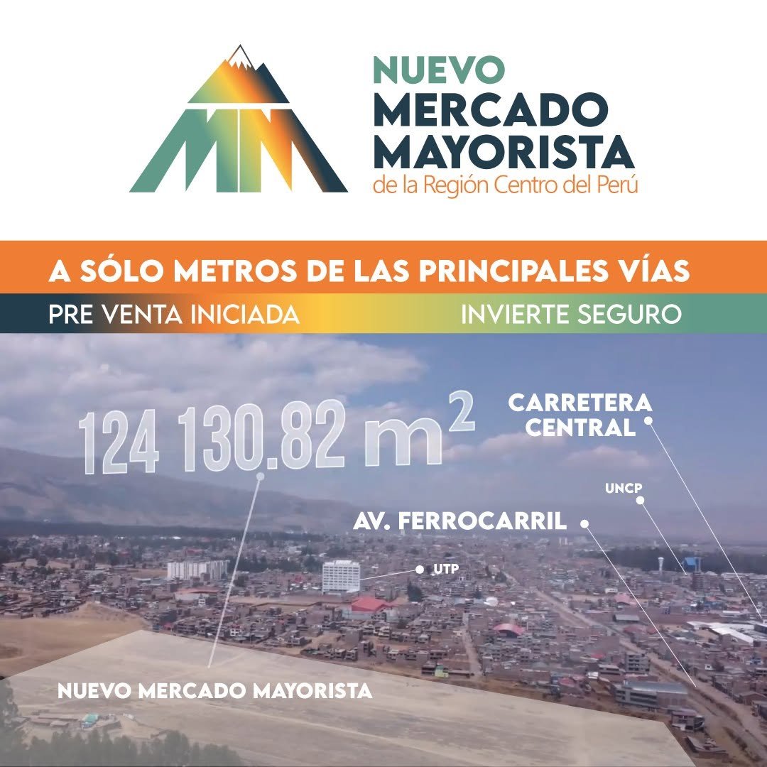 Vista aérea de la ubicación con referencias: Carretera Central, Av. Ferrocarril, UNCP, UTP